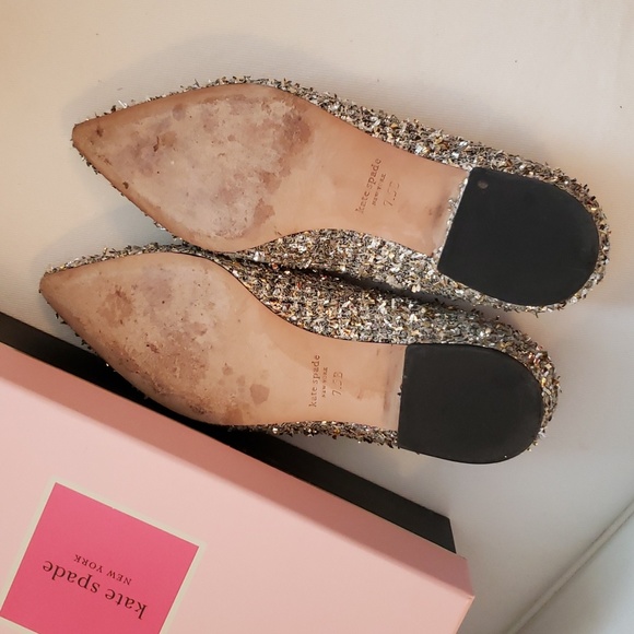 Kate Spade "buckle up" metallic tweed flats - worn once! - Picture 8 of 9